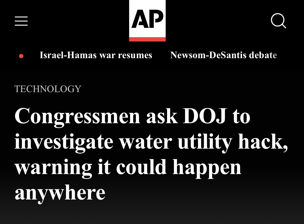 Congressmen ask DOJ to investigate water utility hack, warning it